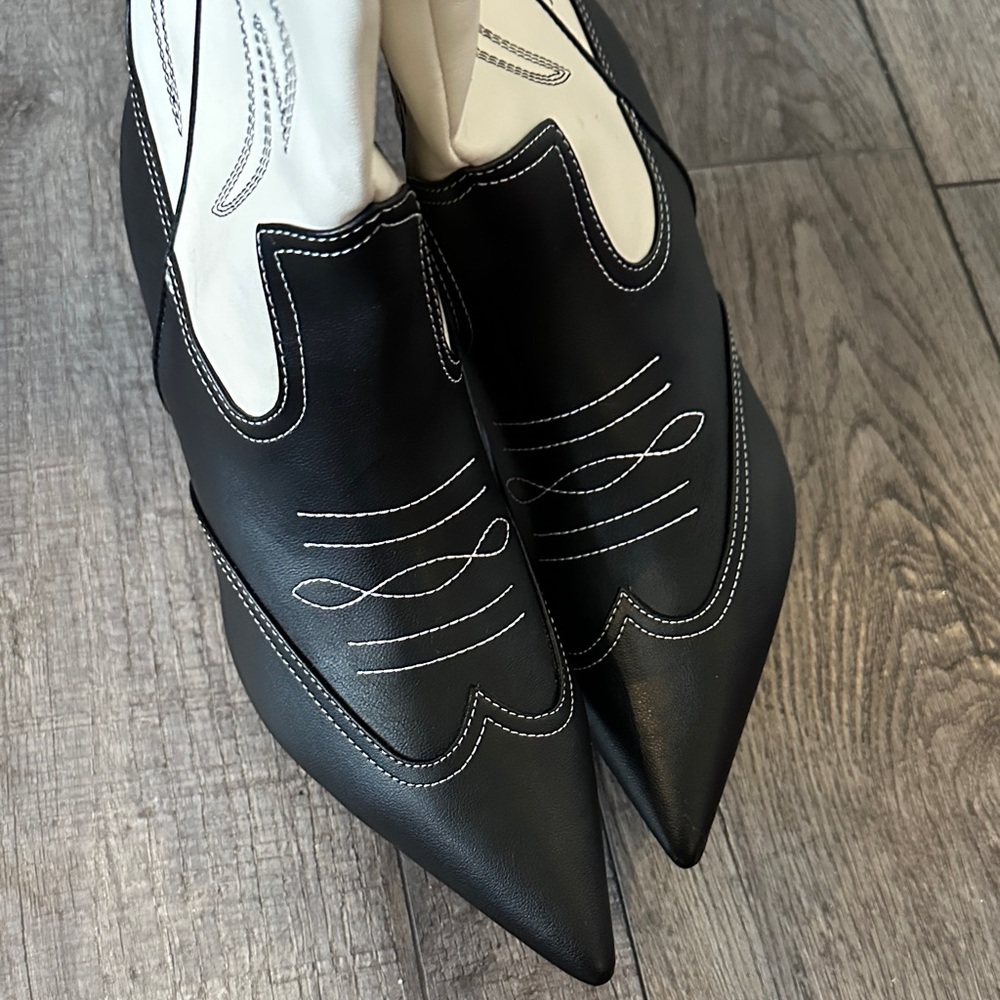 INC International Concepts Black and White Heeled Boots